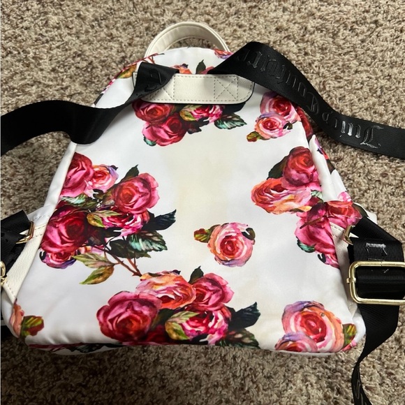 Juicy Couture Floral Mini Backpack White Pink Roses Gold Hardware - Picture 9 of 12
